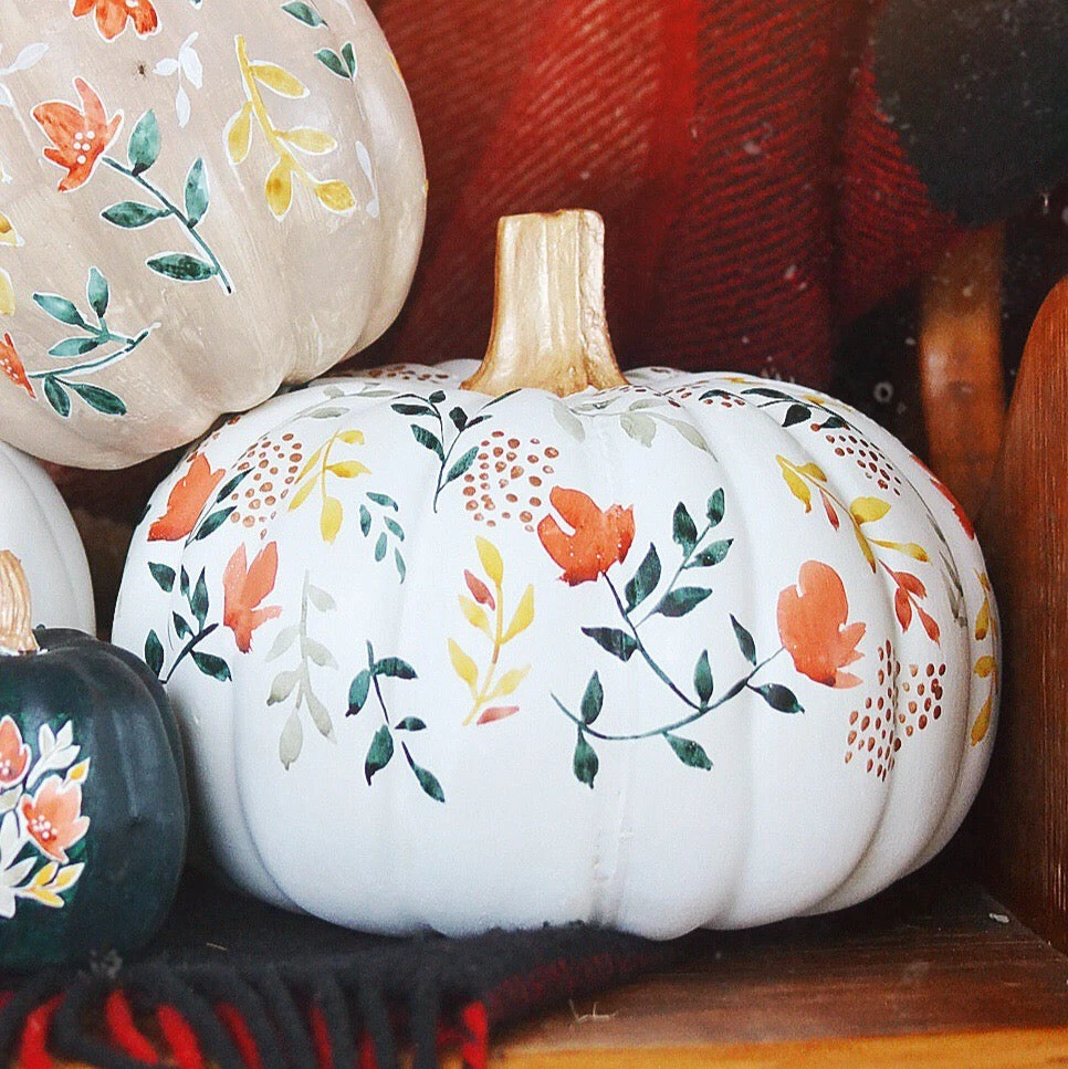 Fall | large white floral pumpkin
