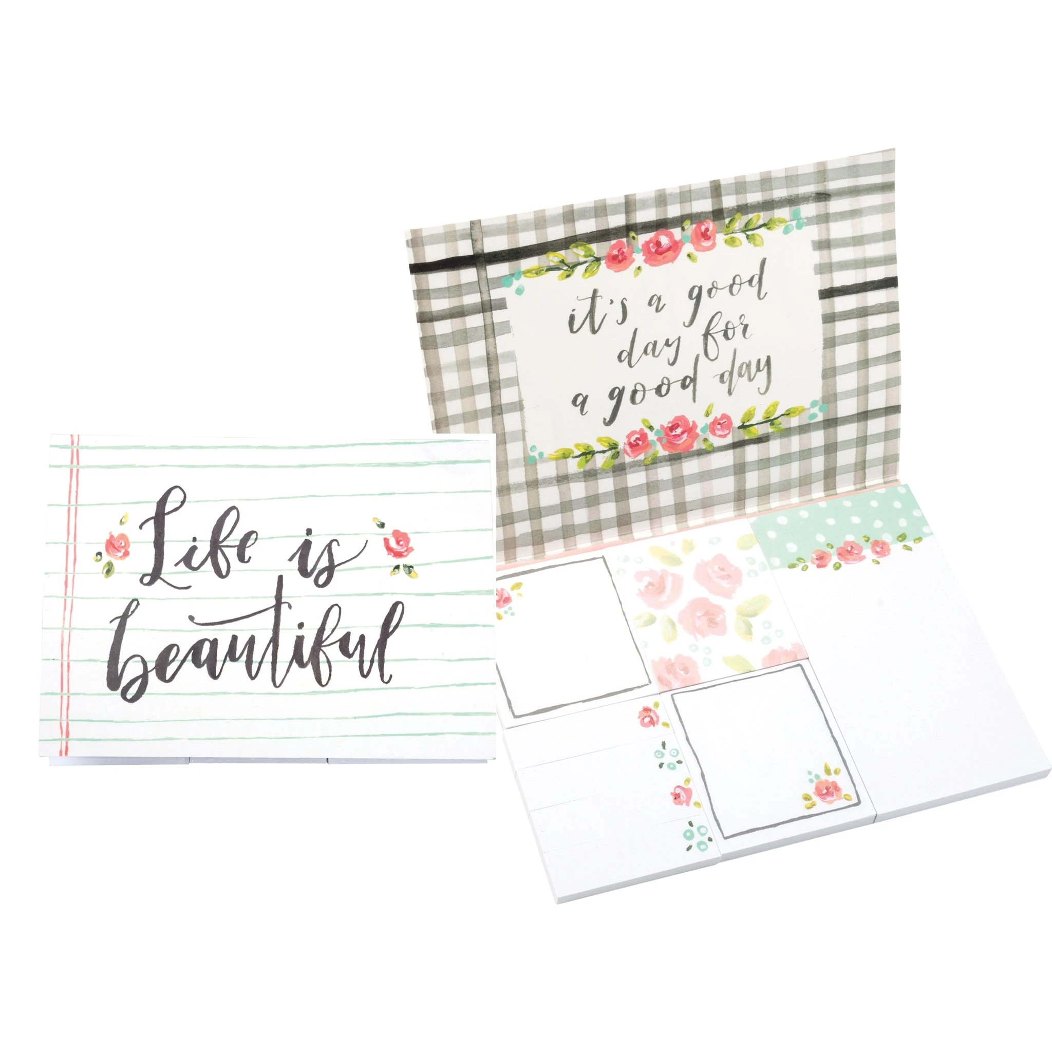 Floral notepads and sticky note set 