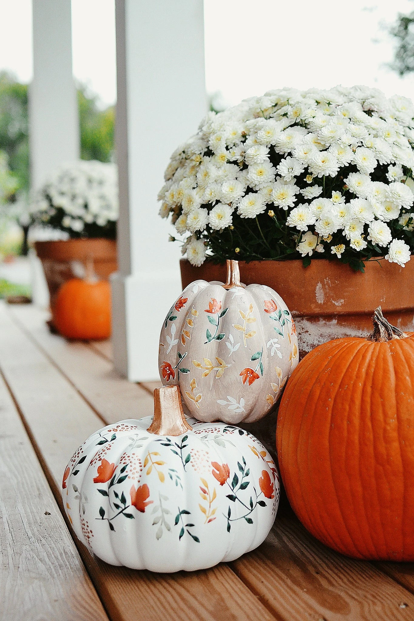 Fall | large white floral pumpkin